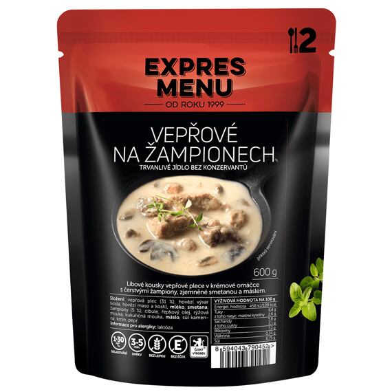 Vepřové na žampionech Expres menu 2 porce