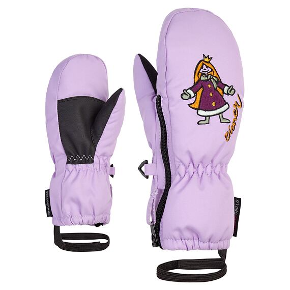 Dětské zimní rukavice Ziener Le ZOO MINIS sweet lilac - celorozepínací palčáky s poutkem