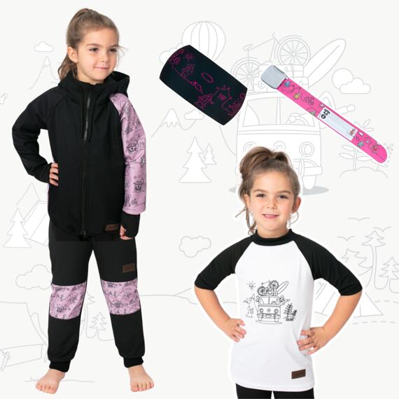 Dětský softshellový outfit Promaledobrodruhy - pink
