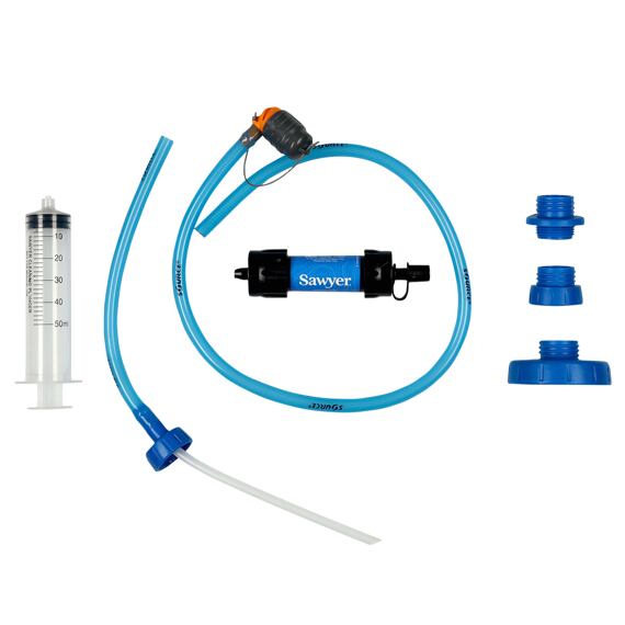 Sada uzávěrů a vodního filtru Source Convertube pro vytvoření hydratačního systému z jakékoliv lahve