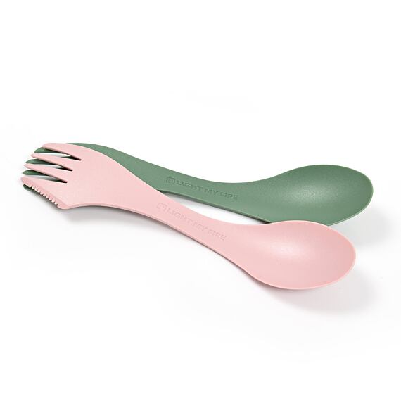 Cestovní příbor Light my fire pro leváky Spork lefty 2-pack sandygreen/dustypink
