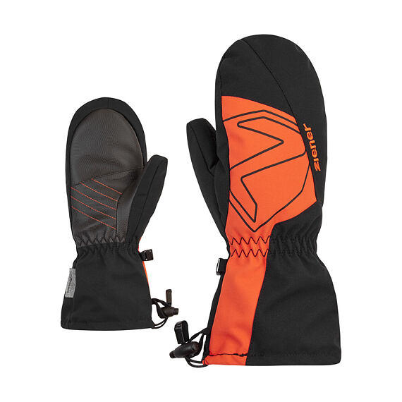 Dětské zimní rukavice Ziener Lavalino AS AW Jr black burnt orange - palčáky s poutkem