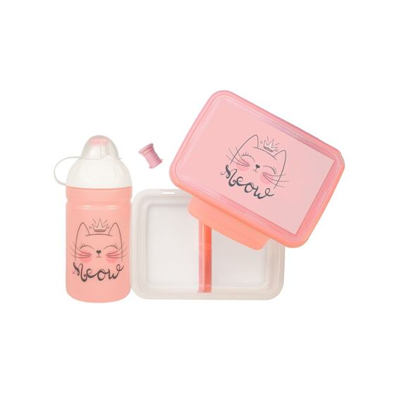 SET ZDRAVÁ LAHEV A ZDRAVÁ SVÁČA svačinový box a lahev 0,5l Mňau