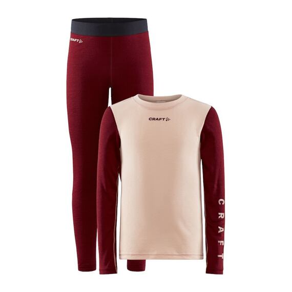 Dětské termoprádlo Craft Core set Warm Baselayer JR červené s růžovou