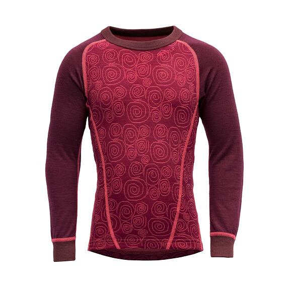 Dětské funkční tričko s merinem Devold Duo active beetroot s dlouhým rukávem