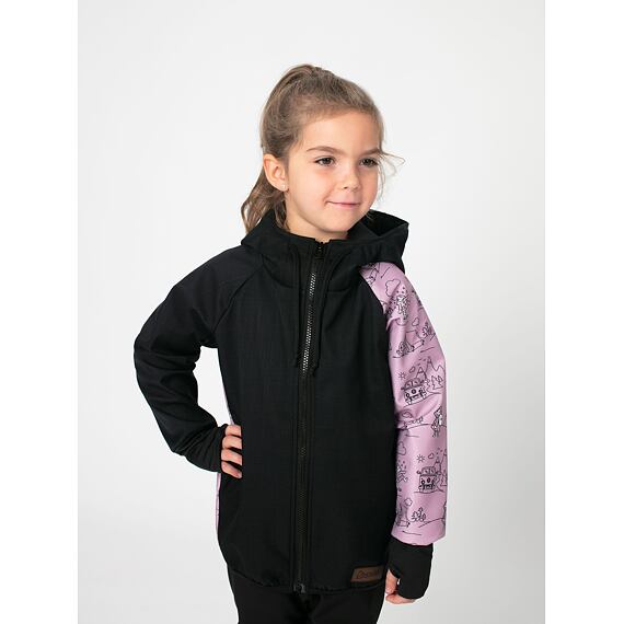 Dětská softshellová bunda Promaledobrodruhy bez zateplení black/pink