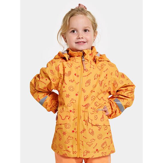 Dětská nepromokavá bunda Didriksons Norma doodle papaya orange - ROSTOUCÍ