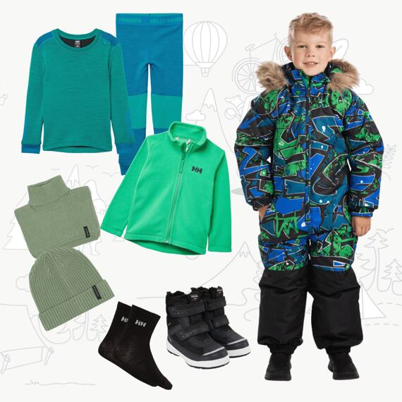 Dětský zimní outfit Huppa Wille - green pattern / black
