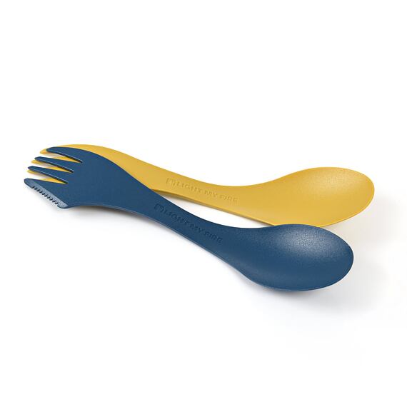 Cestovní příbor Light my fire pro leváky Spork lefty 2-pack mustyyellow/hazyblue
