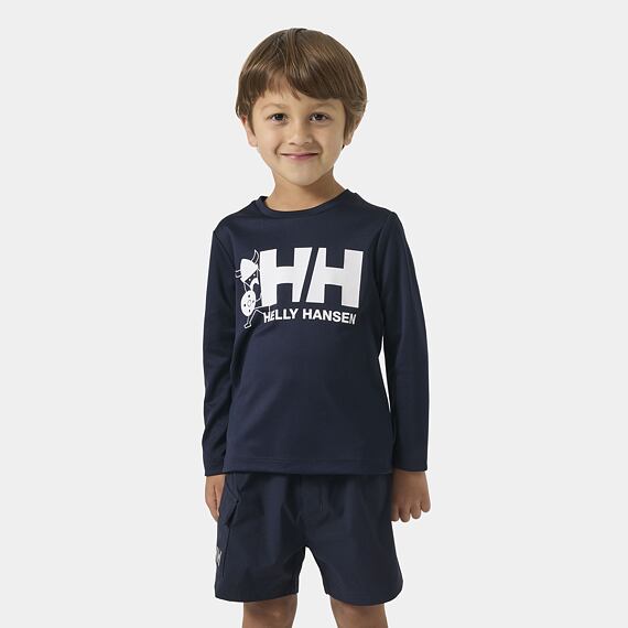 Dětské funkční UV tričko Helly Hansen K Tech Graphic LS top dlouhý rukáv - navy