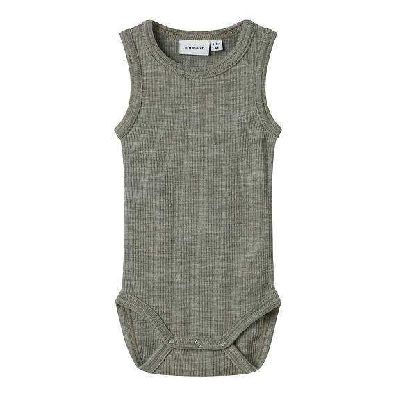 Dětské body s merinem Name It tílko Wax - dried sage