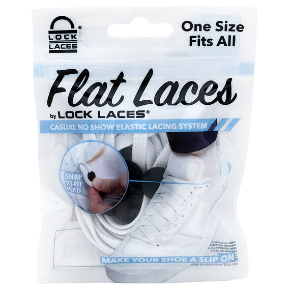 Gumové tkaničky Lock Laces Flat - white