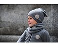 Dětský nákrčník Little Angel podšitý LESK Outlast® - tm. šedý melír lesk/růžová baby 2