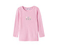 Dětské funkční tričko s merinem Name It Wang Small flowers dlouhý rukáv - coral blush