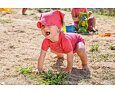 Dětský UV šátek s kšiltem Little Angel Outlast® tenký Kytičky - jahodová 3