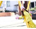 Dětská bunda do deště Huppa Jackie s fleecem yellow 2