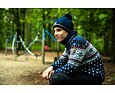 Dětský pletený nákrčník Kama s Merinem SB15 tmavě modrá 2