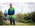 Dětské softshellové kalhoty Wamu s fleecem Mozaika - zelené