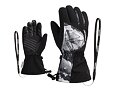 Dětské zimní rukavice Ziener Laval AS AW Jr black grey mountain print - prstové s poutkem